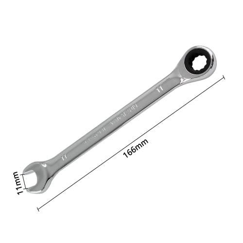 2 Pcs 11mm Ratchet Combination Wrench, Metric 72-Tooth - size: 11 mm