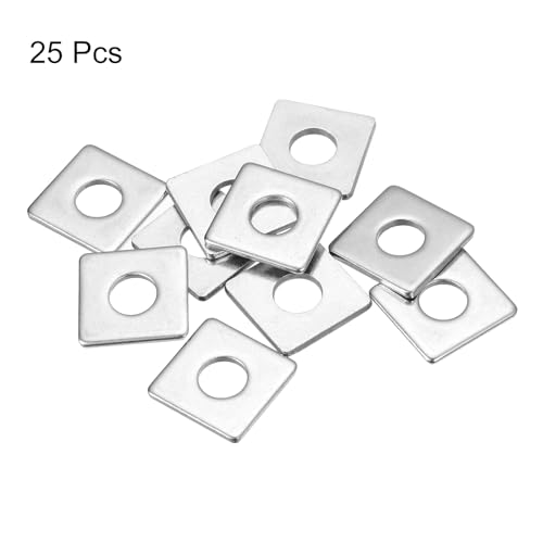 uxcell Square Washer, 25Pcs M8x20x20x2mm 304 Stainless Steel Square Plate Washers Flat Pad Spacer Gasket for Hardware Fastener - size: M8x20x20x2mm
