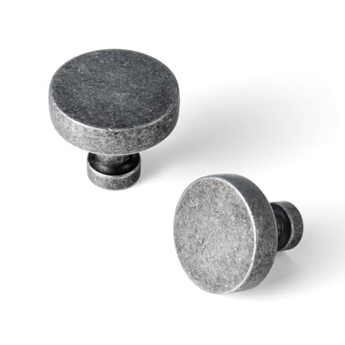 Goo-Ki 6pack Cabinet Knobs Antique Iron Drawer Knobs Zinc Alloy Kitchen Hardware - Weathered Nickel Single Hole/Screw Bar Cabinet Pulls Drawer Handles - color: Weathered Nickel, size: 1.2 Inches
