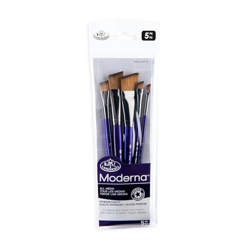 Royal & Langnickel Moderna Angular Brush Set for All Painting Mediums, 5pc - style: Angular