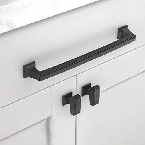 Amerdeco 10 Pack Matte Black Cabinet Hardware - 7.5 Inch(192mm) Hole Center Kitchen Cabinet Handles for Bathroom and Dresser Pulls - ZH0010 - color: Matte Black, size: 7.5"/192MM Hole Center