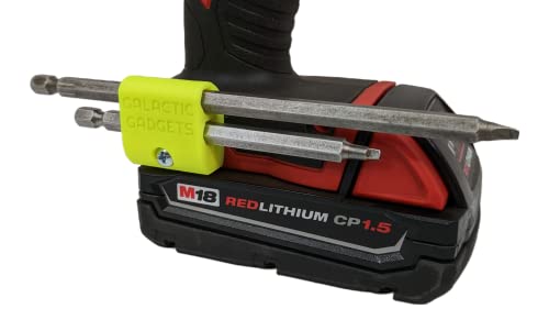 Magnetic Bit Holder fits Milwaukee M18 Drill & Impact Driver - Open-Ended Pass-Through for Long Bits (Fluorescent Yellow) - Galactic Gadgets - color: Fluorescent Yellow