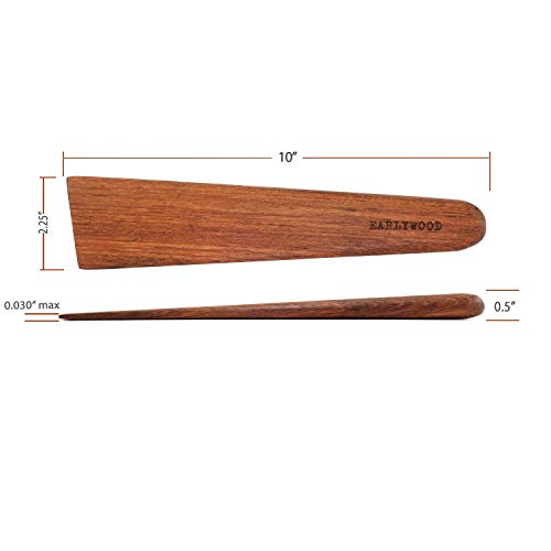 Earlywood 10 inch Handmade Wood Cooking Utensil for Kitchen, Multi-Purpose Scraper and Egg Turner, Cast Iron Scraper and Saute Spatula - Made in USA - Jatoba - size: 10 inch