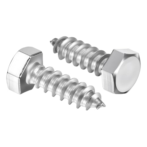 25 Pcs Hex Head Lag Screws 5/16"x1" SS 18-8 (304) Lag Bolts - color: Silver, size: 5/16"x1"