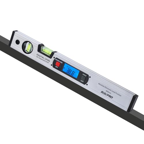 16-inch Digital Spirit Level and Protractor, Torpedo Level, Inclinometer Angle Gauge Finder Bubbles Magnetic Base with Backlight - color: Silver