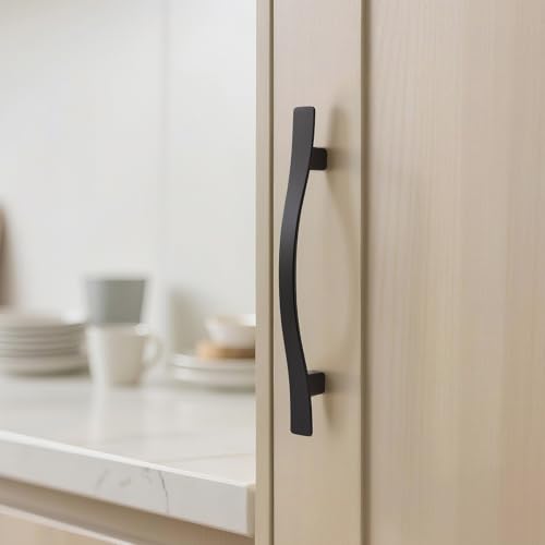 KNOBWELL 30 Pack 3-3/4 inch Hole Center Matte Black Kitchen Cabinet Pulls,Wave Style Modern Dresser Pulls Hardware Kitchen Cabinet Handles for Bathroom Bedroom Vanity,Zinc Alloy - color: Matte Black, size: Hole Center：3-3/4 inch（96mm）