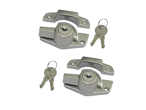 QCAA Heavy Duty Keyed Sash Lock, Child-Proof Security, Only Unlock with Key, CTC 2", Nickel Plated, 2 Pack, Made in Taiwan - color: Nickel Plated, size: 2 Pack