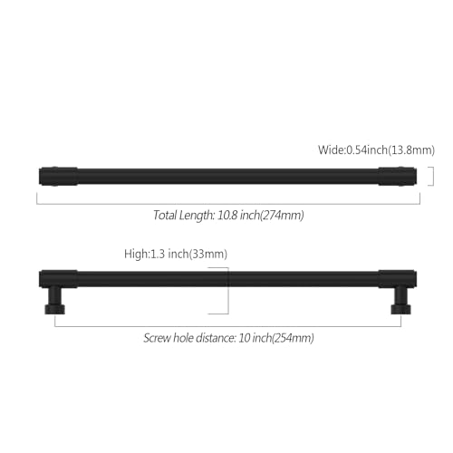 Asidrama Matte Black Kitchen Cabinet Pulls,10 Inch,10 Pack - color: Matte Black, size: 10" Hole Center