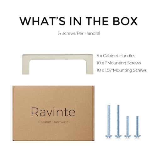 Ravinte Brushed Nickel Kitchen Cabinet Solid Handles,3-1/2 Inch,5 Pack - color: Brushed Nickel, size: 3-1/2 Inches Hole Center