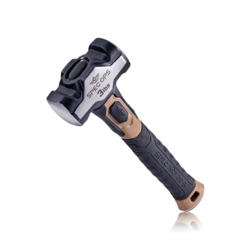 Spec Ops Tools Drilling/Crack Hammer for Striking & Demolition, Bi-Material Shock-Absorbing and Vibration Dampening Handle, 3 lbs - size: 3 lbs