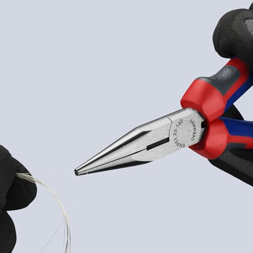 KNIPEX - Long Nose Pliers w/Cutter, Multi-Component (25 02 160),6-1/4 inches - color: Multicolor, size: 6-1/4 inches, style: Classic