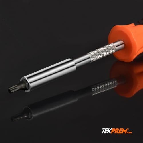 Torx Bit Set with 1/4 inch Magnetic Bit Driver,TEKPREM 12-Piece Security Torx Screwdriver Bit Set with 1 inch T5 T6 T7 T8 T9 T10 T15 T20 T25 T27 T30 T40 Tamper Resistant - size: 1" Long Torx Bits
