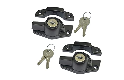 QCAA Heavy Duty Keyed Sash Lock, Child-Proof Security, Only Unlock with Key, CTC 2", Matte Black, 2 Pack, Made in Taiwan - color: Matte Black, size: 2 Pack