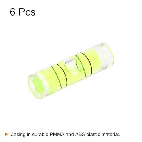 HARFINGTON 6pcs Small Cylindrical Bubble Level Vials 6x20mm PMMA Mini Horizontal Bubble Spirit Level Measuring Layout Tools for RV TV Picture Frame Hanging Tool Leveler - size: 6x20mm