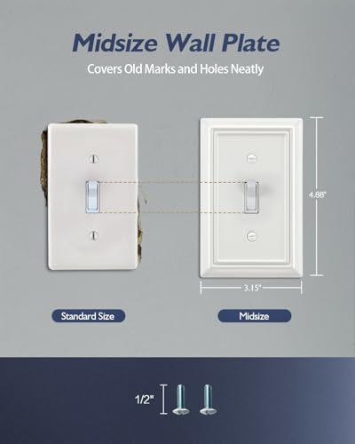 Switch Plates Outlet Covers, 4-Pack Metal Wall Plates, Off White - color: Off White, size: 1 Toggle 4PK