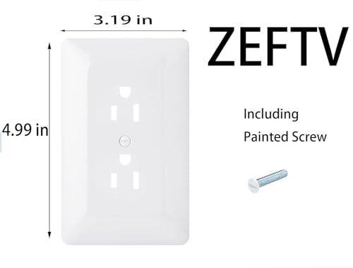 ZEFTV 6 Pack Duplex Outlet Covers Wall Plates 1-Gang Switch Outlet Electrical Cover Plate Unbreakable Thermoplastic Faceplate for Light Receptacle Outlet Switch, Glossy White - color: Single Outlet covers, size: 6 Pack