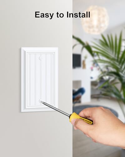 2-Pack Classic Beadboard Natural Bamboo Fiber Single Blank Wall Plate - color: Pure White, size: 1 Blank 2PK