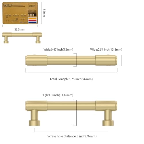 Amerdeco 10 Pack Brushed Gold Cabinet Pulls 3 Inch(76mm) Hole Center Drawer Pulls Cabinet Hardware Kitchen Cabinet Handles for Bathroom ZH0075 - color: Brushed Gold, size: 3"/76MM Hole Center