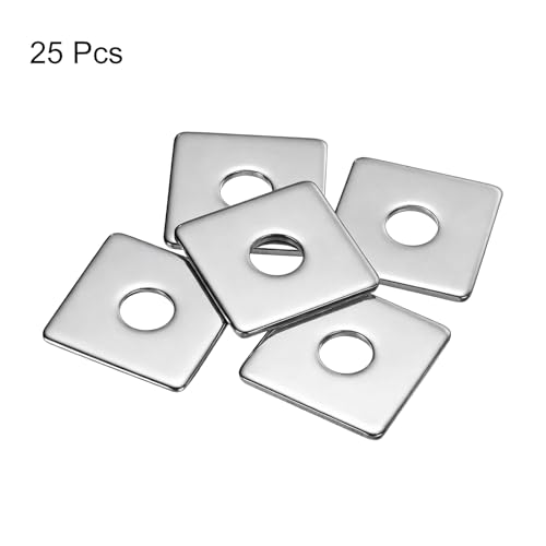 uxcell Square Washer, 25Pcs M6x20x20x1.5mm 304 Stainless Steel Square Plate Washer Flat Pad Spacer Gasket for Hardware Fastener - size: M6x20x20x1.4mm