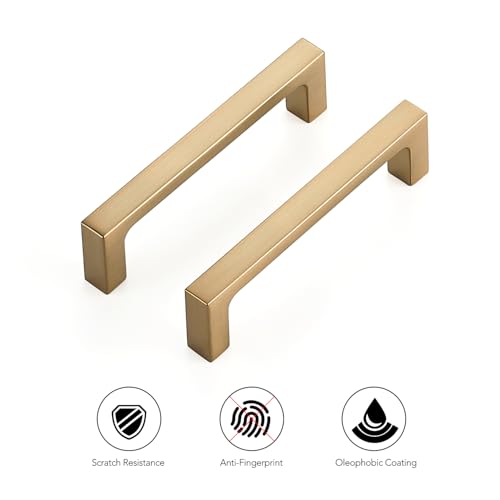 Ravinte Champagne Bronze Kitchen Square Cabinet Handles 3-1/2 Inch 10 Pack - size: 3-1/2 Inch Hole