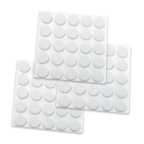 Shepherd Hardware 9957 3/8-Inch Self-Adhesive Felt Furniture Pads, 75-Pack, White