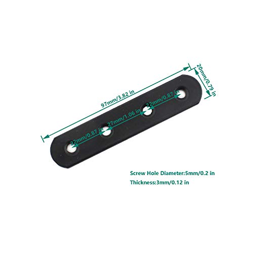 4 Pack Flat Mending Plate for Wood, ULIFESTAR Black Iron Flat Straight Brace Brackets Metal Repair Fixing Wood Brace Joining Plates Connector for Repairing Wooden Furniture with Mounting Screws - size: 4 x 0.79 x 0.12 inches