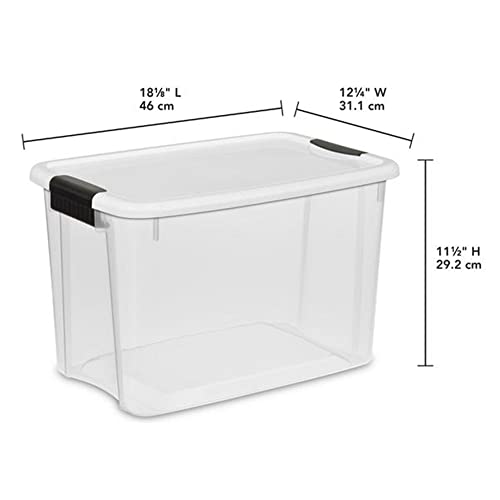 Sterilite Ultra Latch Box with Lids for Home and Office, 30 Quart, 12-Pack | Heavy-Duty and Stackable Plastic Containers with Latches for Closet, Cabinet, Bedroom, Bathroom and Dorm Room Organization - size: 30 Quart