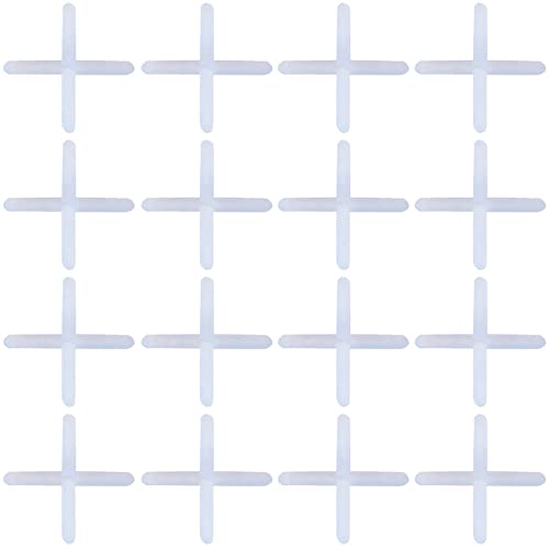Lasenersm 500 Pieces White Plastic Tile Spacers, 1mm, Modern Style, Square Edge, Glue Down Installation, Geometric Pattern