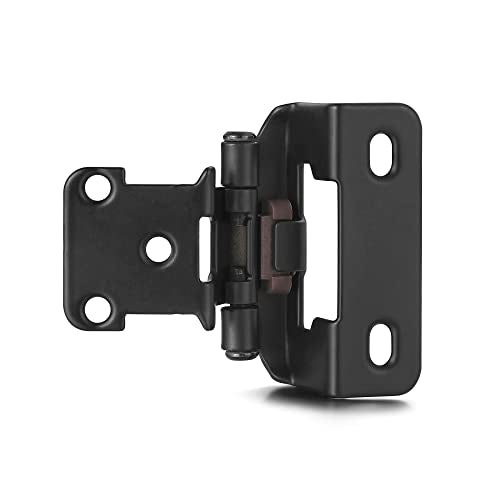 Matte Black Kitchen Cabinet Hinges, 1/2” Overlay, 4 Pack - color: Matte Black