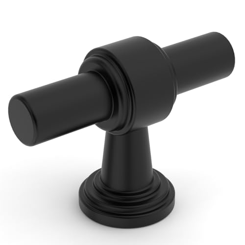 Amerdeco 10 Pack Matte Black Cabinet Knobs 1.46 Inch(37mm) Single Hole Cabinet Handles Rectangle Dresser Knobs Drawer Knobs and Pulls for Bathroom Cabinets ZH0069 - color: Matte Black, size: 1.46" Single Hole