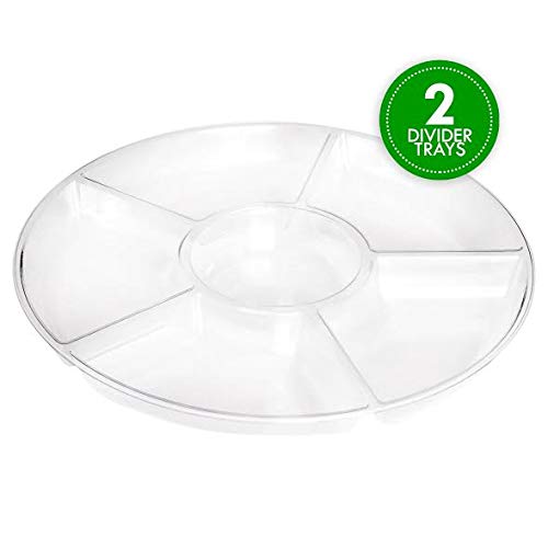 Plasticpro 6 Sectional Round Plastic Serving Tray/Platters Clear Pack of 2 - color: Clear