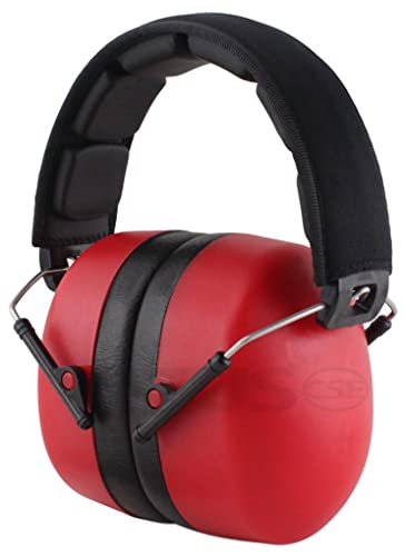 TITUS 3 Series, Onyx 37 Original Highest NRR Noise Reduction Earmuffs - color: Red (Premium Band / With Pouch) No Logo