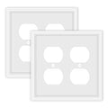 White Classic Decorative Double Outlet Cover Wall Plate - 2 Pack - size: 2 Gang Double Outlet