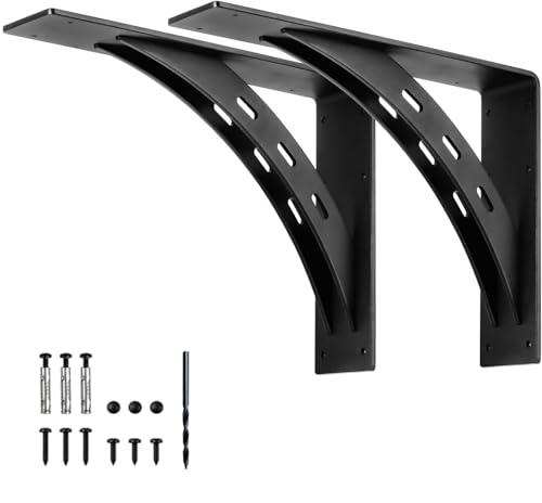 Heavy Duty Shelf Brackets (Set of 2) - 16" x 12" Max Load 1100 Lbs - Premium Alloy Metal Mantel Brackets - size: 16 inch x 12 inch