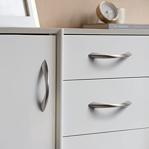 10 Pack Brushed Nickel Cabinet Pulls 3 Inch Arch Twisted Silver Handles Drawer Kitchen Cupboard Bathroom Dresser Cabinet Hardware Zinc Alloy - color: Brushed Nickel, size: 3 Inch Hole Centers
