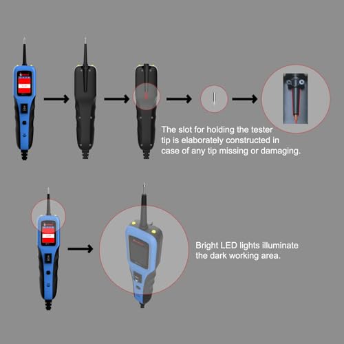 Automotive Power Circuit Probe Tester 12-24V Trailer Light Tester 40FT Cord Resistance&Duty Cycle Digital Multimeter Short&Open Finder Reverse Protection Auto Diode Electrical Diagnostic Kit