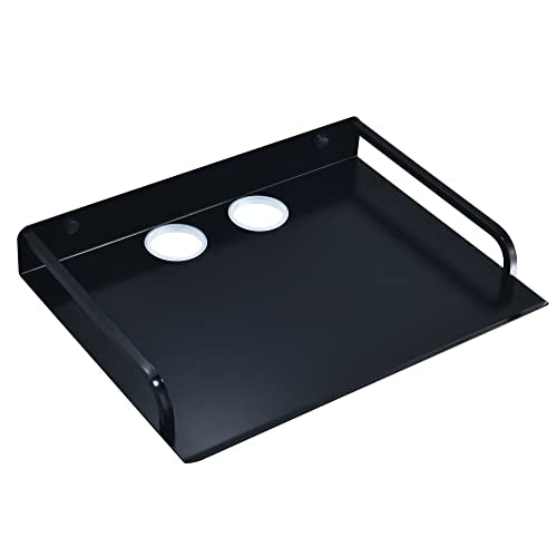 HNVNER Black Floating Media Shelf for Router Streaming TV Box, 12x10 Inch - color: 1 Layer-large-1pcs