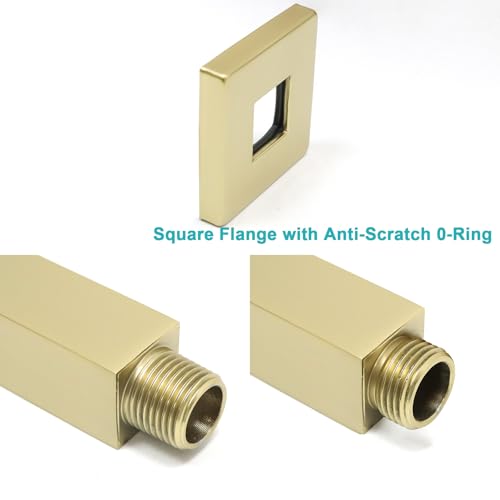 Enga Brass 6-Inch Straight Shower Arm with Flange, Brushed Gold - color: Brushed Gold, style: 6 Inch
