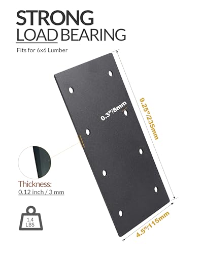 4 Pcs Ultra-Thick Straight Mending Plate, 9.25" x 4.5" Extreme Weatherproof Flat Bracket, Heavy Duty Steel I-Shape Timber Connector for 6x6 8x8 Lumber, Outdoor Pergola, Deck & Cabin - size: 4 Pack, style: P-Shape Tie
