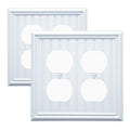 White Natural Material Double Cove Outlet Covesr Wall Plates(2-Pack) - size: Double Duplex