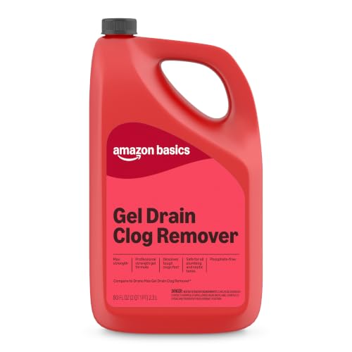 Amazon Basics Max Strength Drain Cleaner Hair Clog Remover Gel - Unclogs Hair and Grease, 80 Fl Oz, Packaging May Vary - size: 80 Fl Oz (Pack of 1)