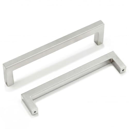 Goldenwarm 6-1/4 Inch 10 Pack Brushed Nickel Cabinet Pulls Kitchen Handles - color: Brushed Nickel, size: 6 1/4" Hole Center