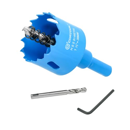 1-1/2 Inch Hole Saw with Arbor for Metal and Wood Cutting, Bi-Metal Hole Cutter, 1-1/2" Hole Saw Kit for Drywall, Wood, PVC Boards, Fiberglass and Vent Pipes - style: 1-1/2"（38mm）