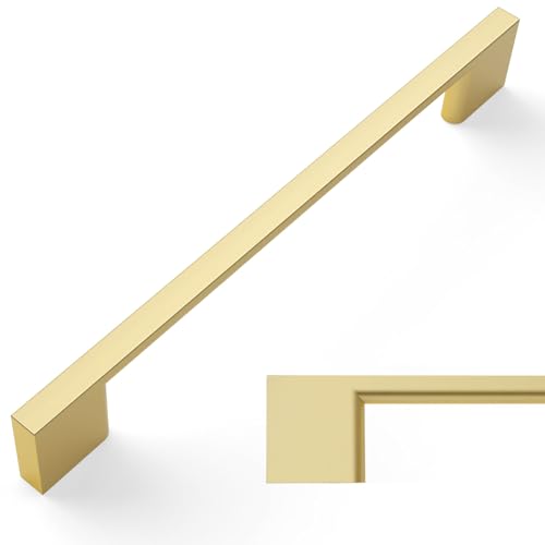 Amerdeco 10 Pack Brushed Gold Cabinet Pulls 6.3" - color: Brushed Gold, size: 6.3" hole center