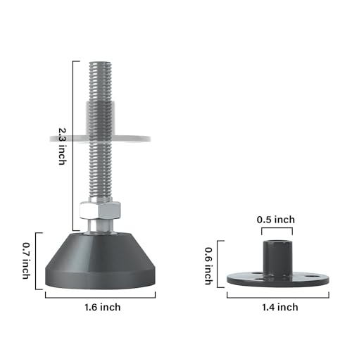 Heavy Duty Furniture Levelers - Dual Thread Design with Nut Kit - Adjustable Feet for Tables, Cabinets, Chairs, Workbench, Sofa - Supports 1420LBs - 4 Packs