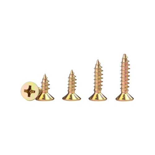 620Pcs M3 Wood Screws Set, Phillips Galvanized Flat Head Self Tapping Screw - color: Zinc, size: #4--620PCS