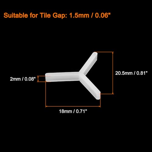 uxcell 1000Pcs Wall Floor Tile Plastic Y Type Spacers Tiling Tools 1.5mm 1/16 Inch Hexagon Tile Spacers for Ceramic Tiles Installation, White (Pack of 2) - size: 20.5x18x2mm/0.81"x0.71"x0.08"(L*W*H) (Pack of 2)