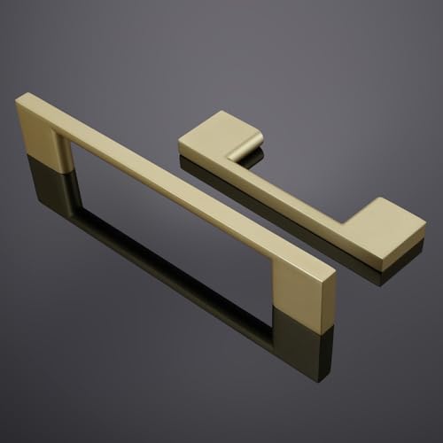 10 Pack 3-3/4 Inch(96mm) Cabinet Pulls Brushed Gold Kitchen Cabinet Handles Zinc Alloy Drawer Pulls Solid Cabinet Hardware - color: Brushed Gold, size: 3-3/4'' Hole Center(96mm)