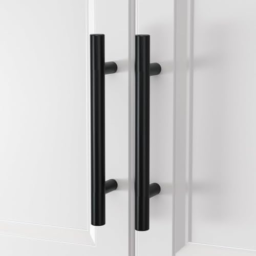 homdiy Black Cabinet Handles 15Pack 3inch Hole Center Kitchen Drawer Pulls and Knobs Stainless Steel Cabinet Hardware for Bathroom, Cupboard - color: Black, size: 3in hole centers