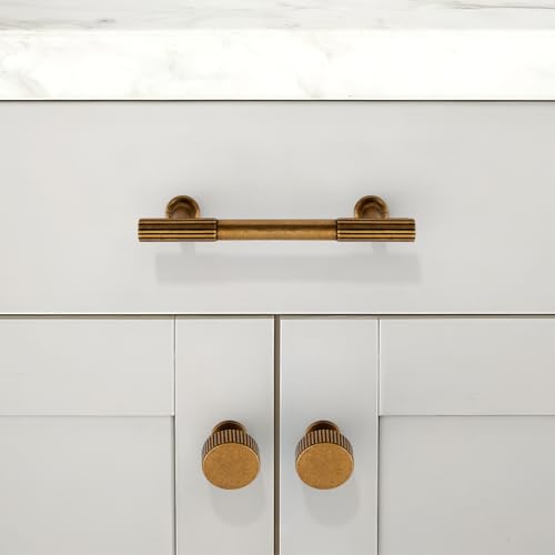 10 Pack Antique Brass Cabinet Pulls 3.75 Inch(96mm) Kitchen Cabinet Handles Solid Zinc Alloy Cabinet Hardware Drawer Pulls - color: Antique Brass, size: 3.75" Hole Center